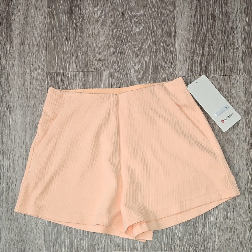 Lululemon Ribbed Softstreme Hr Short 2” Pchb-Peach Bellini Nwts